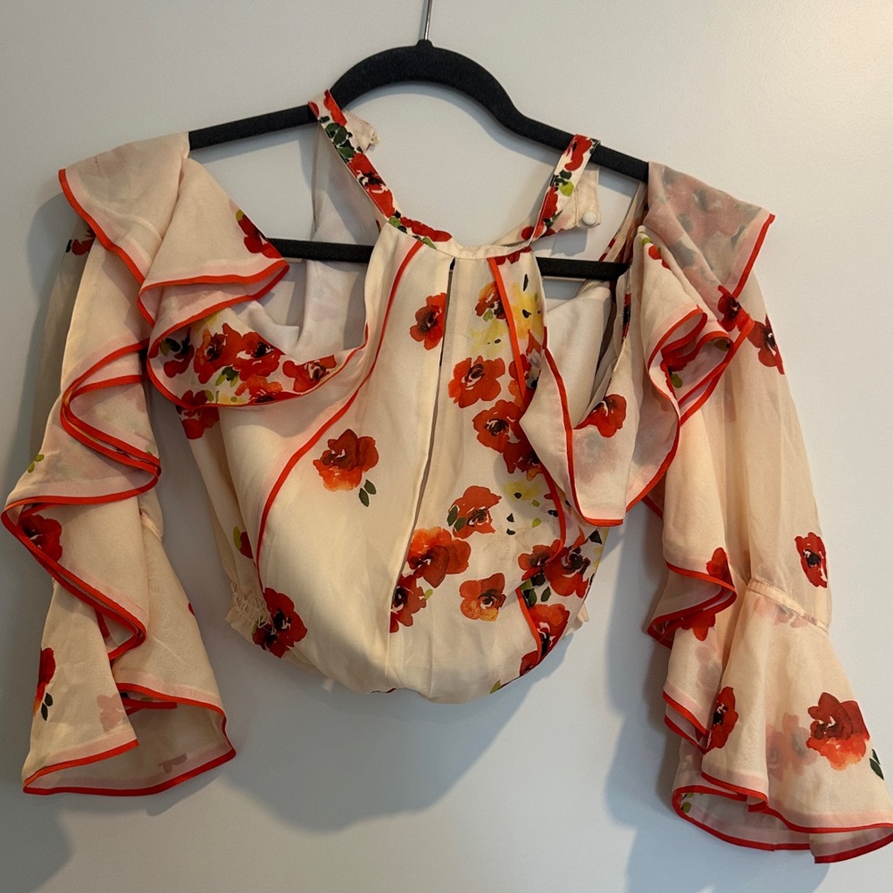 House of Harlow 1960 Red Floral Blouse